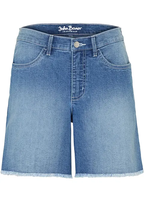 Jeansshorts, Mid Waist, Stretch in blau von vorne - bonprix