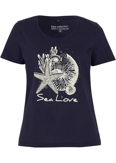 T-Shirt Sea Love in blau von vorne - bonprix