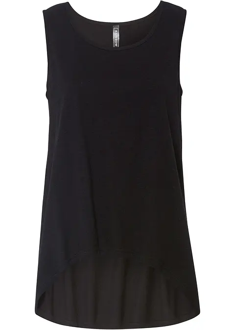 Long-Top aus Bio-Baumwolle in schwarz von vorne - bonprix