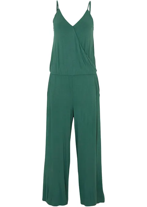 Jersey-Jumpsuit in grün von vorne - bpc bonprix collection