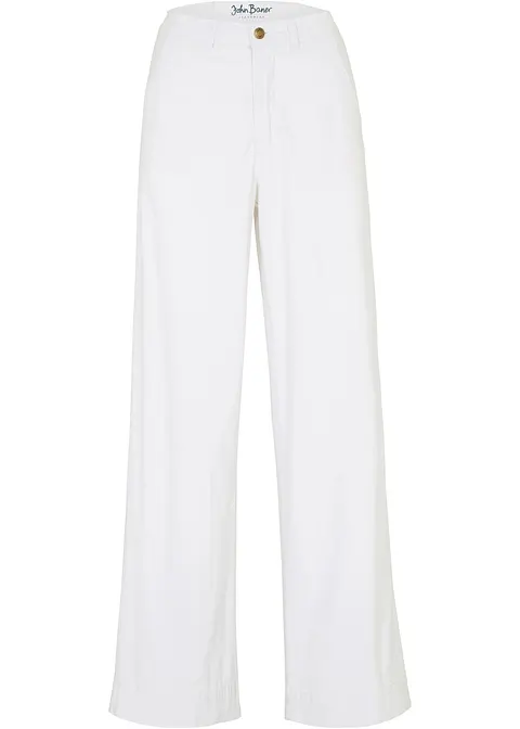 Wide-Leg-Jeans High Waist, Stretch in weiß von vorne - bonprix