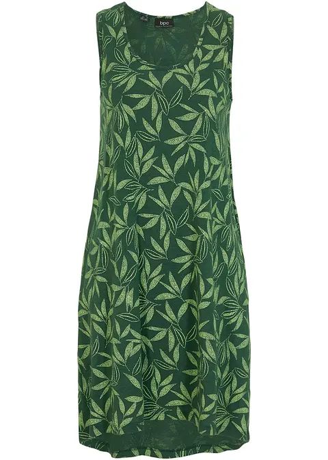 Hänger-Kleid aus Bio-Baumwolle in grün von vorne - bonprix