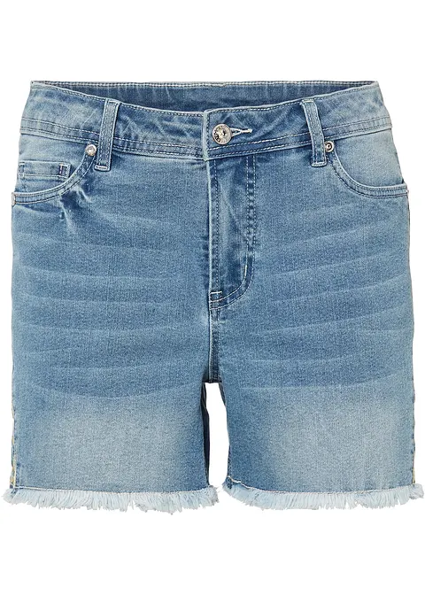 Jeans-Shorts Mid Waist in blau von vorne - bonprix