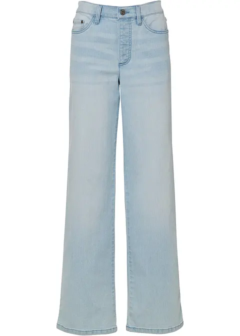 Wide-Leg-Jeans, High Waist in blau von vorne - bonprix