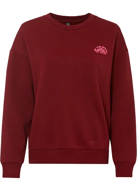 Sweatshirt mit Druck in rot von vorne - RAINBOW