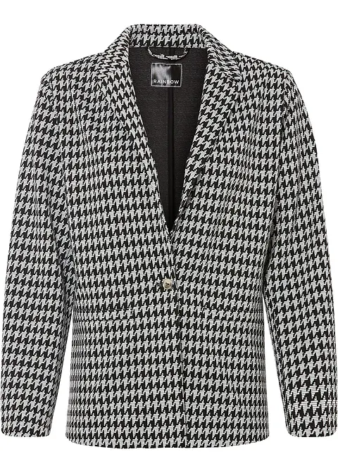 Jacquard Blazer mit Hahnentritt-Muster in schwarz von vorne - bonprix