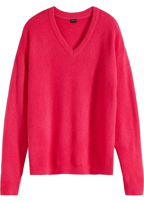 Oversize-Strick-Pullover in pink von vorne - bonprix