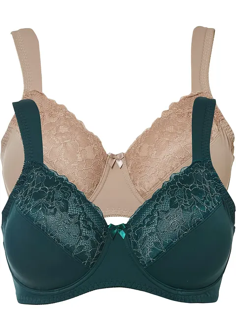 Minimizer-BH mit gepolsterten Trägern (2er Pack) in grün von vorne - bonprix