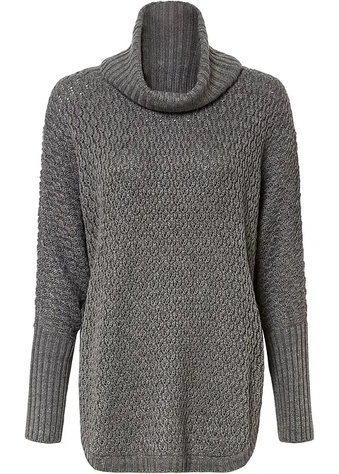 Oversize-Pullover in grau von vorne - bonprix