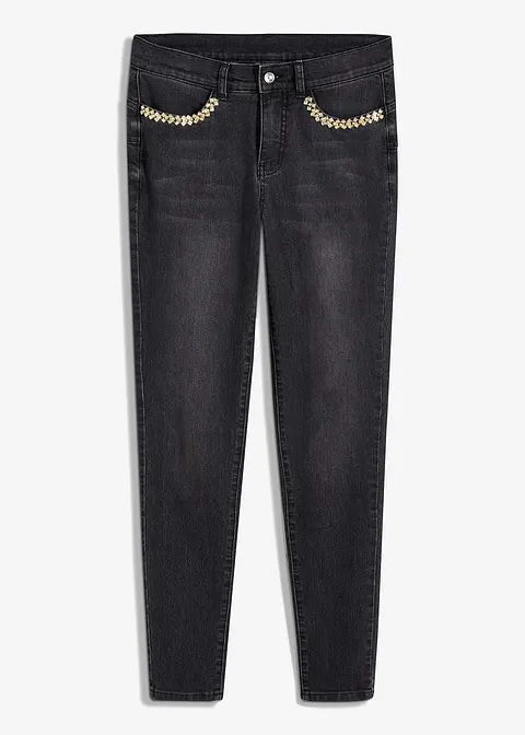 Skinny-Jeans in schwarz von vorne - bonprix