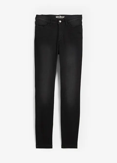 Skinny Jeans Mid Waist, Thermo in schwarz von vorne - bonprix