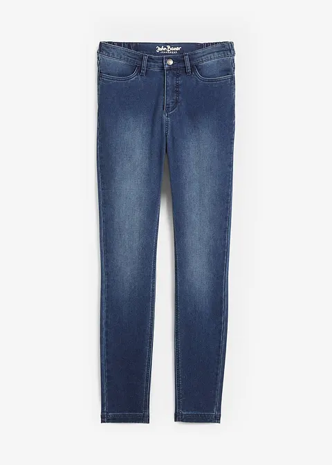 Skinny Jeans Mid Waist, Thermo in blau von vorne - bonprix