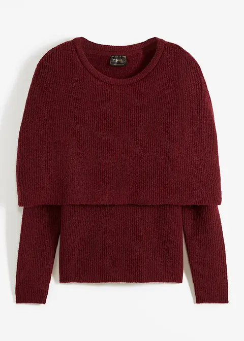 Pullover mit variablem Kragen in rot von vorne - bonprix