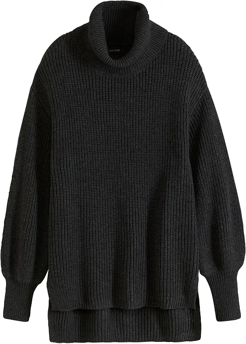 Rollkragenpullover in grau von vorne - bonprix