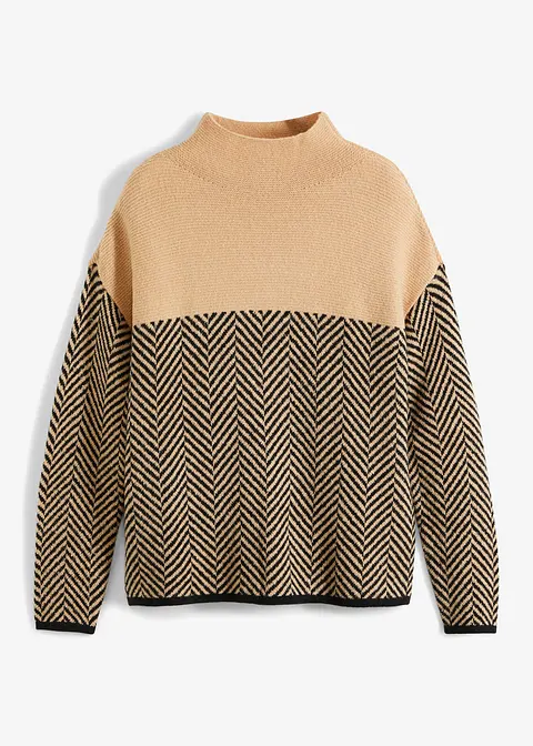 Pullover in beige von vorne - bonprix