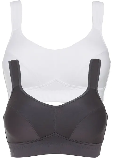 Sport BH mit mittlerem Halt (2er Pack) in grau von vorne - bonprix