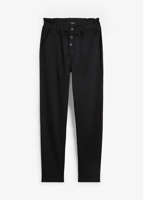 Twillhose mit Bequembund, High Waist in schwarz von vorne - bonprix