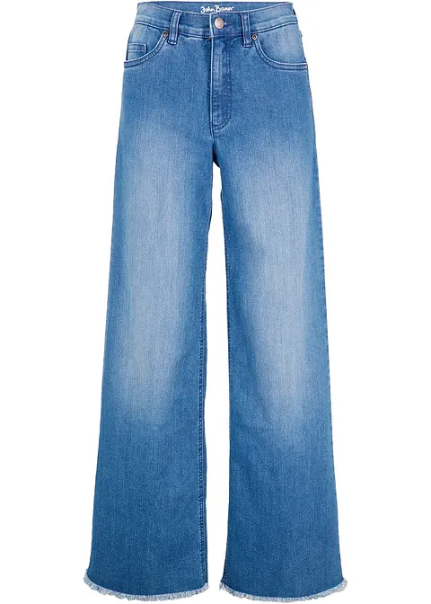 Wide-Leg-Jeans High Waist in blau von vorne - bonprix