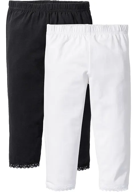 Capri-Leggings mit Bio-Baumwolle (2er Pack) in weiß von vorne - bonprix