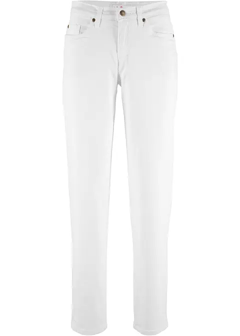 Mom Jeans Mid Waist, long in weiß von vorne - bonprix