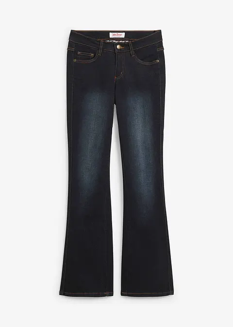 Bootcut Jeans Mid Waist, Shaping in blau von vorne - bonprix