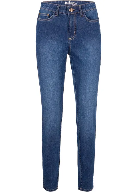 Skinny Jeans High Waist, Stretch in blau von vorne - bonprix