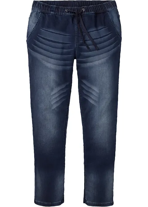 Slim Fit Sweat-Jeans, Straight in blau von vorne - bonprix