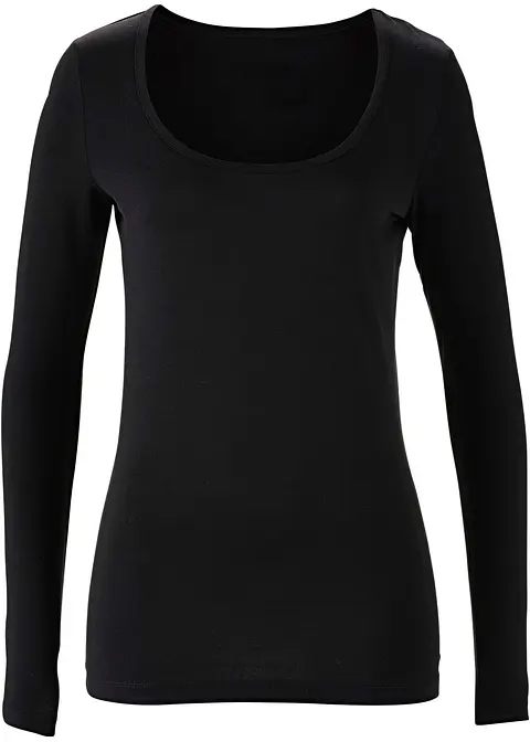 Figurbetontes Langarmshirt in schwarz - bonprix