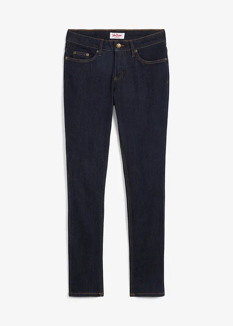 Skinny Jeans Mid Waist, Stretch in blau von vorne - bonprix