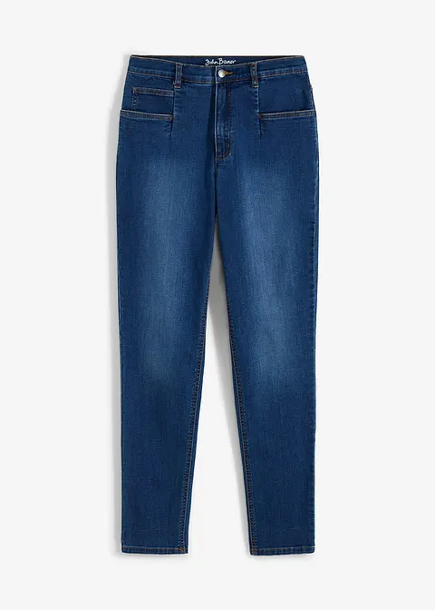 Mom Jeans High Waist, Stretch in blau von vorne - bonprix