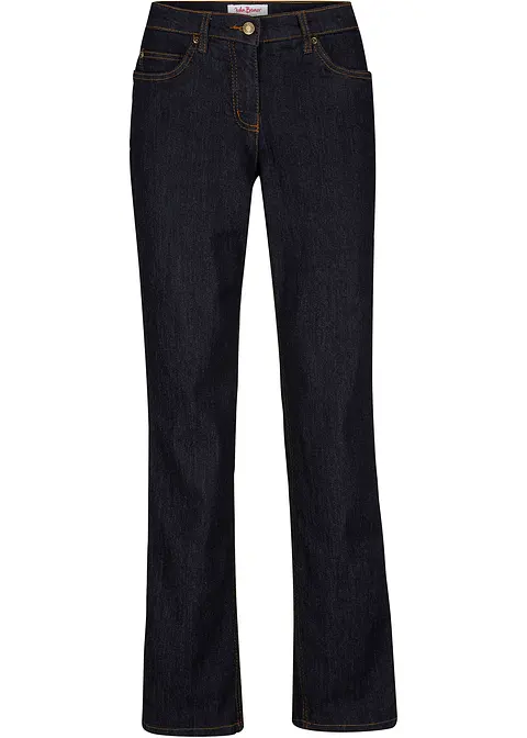 Straight Jeans High Waist, Stretch in blau von vorne - bonprix