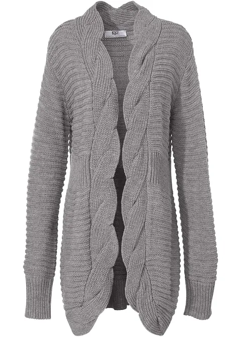 Longstrickjacke in grau - bonprix