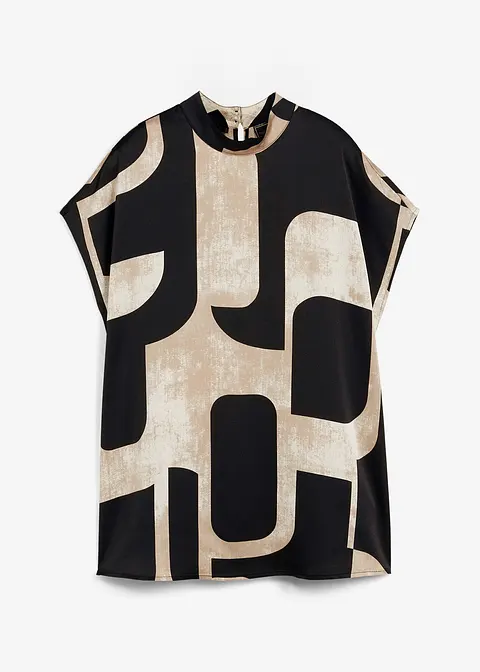 Tunikabluse aus Satin in schwarz von vorne - bonprix