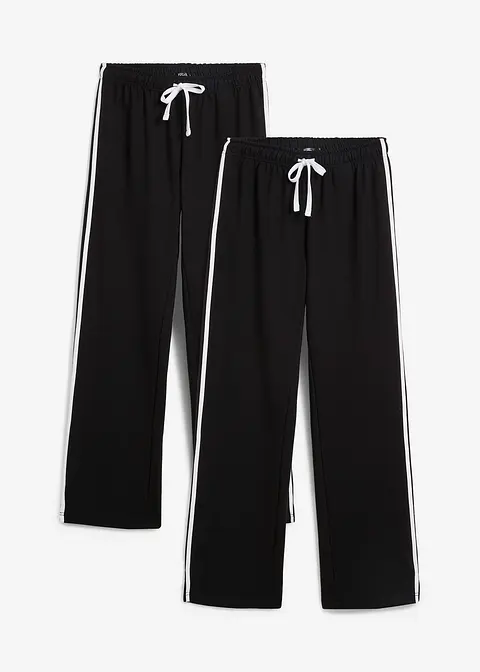Sweathose aus reiner schwerer Baumwolle (2er-Pack ) in schwarz von vorne - bonprix