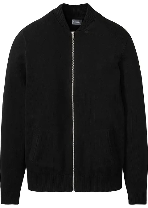 Feinstrickjacke in schwarz von vorne - bonprix