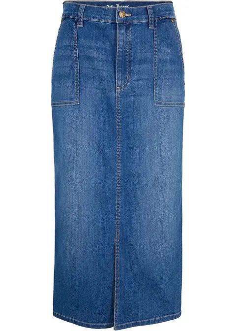 Jeansrock mit Schlitz in blau von vorne - bonprix