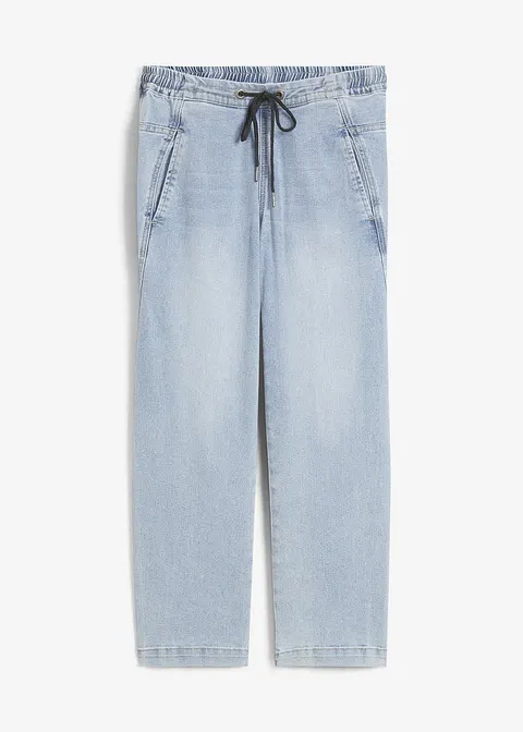 Boyfriend Jeans Mid Waist, cropped in blau von vorne - bonprix