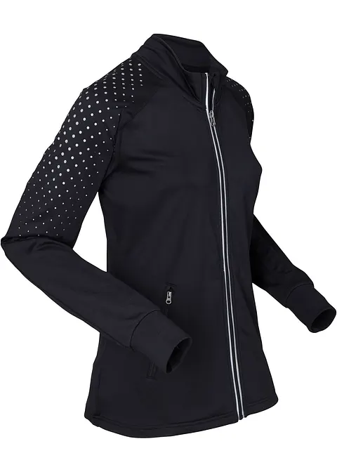 Thermo Sportjacke mit reflektierendem Druck in schwarz von der Seite - bonprix