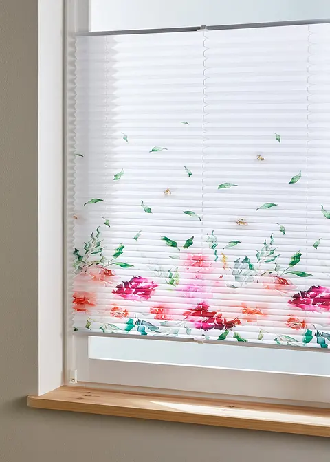 Plissee mit Blumendruck in weiß - bpc living bonprix collection