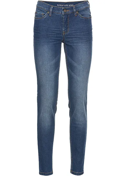 Super-Skinny-Jeans verkürzt in blau von vorne - bonprix