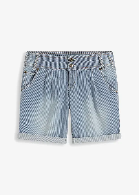 Jeansshorts Low Waist in blau von vorne - bonprix