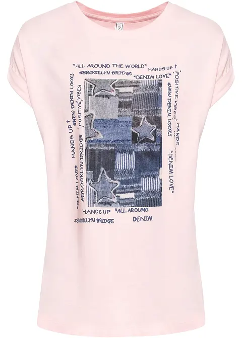 T-Shirt aus softem Viskose-Mix in rosa von vorne - bonprix