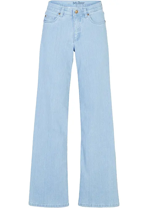 Wide-Leg-Jeans Mid Waist in blau von vorne - bonprix