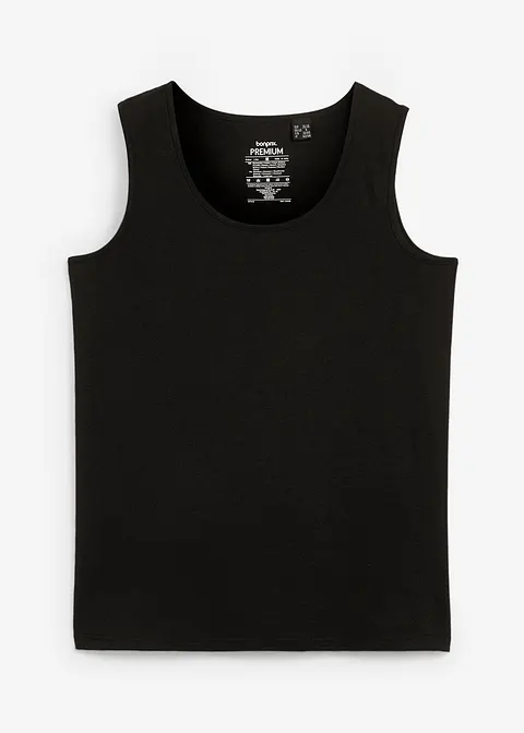 Essential Tanktop ohne Seitennaht mit Bio-Baumwolle in schwarz von vorne - bonprix