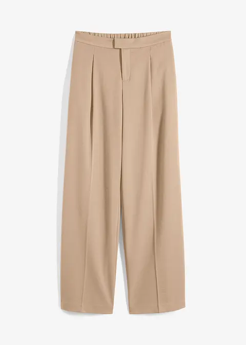 Weite Bundfaltenhose in beige von vorne - bonprix