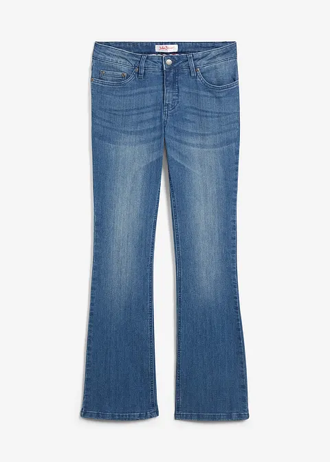 Bootcut Jeans Mid Waist, Stretch in blau von vorne - bonprix