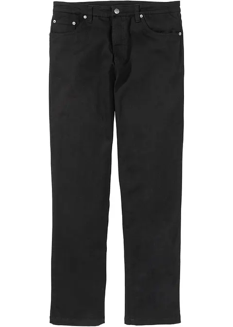 Classic Fit Stretch-Hose mit reiner Baumwolle, Straight in schwarz von vorne - bonprix
