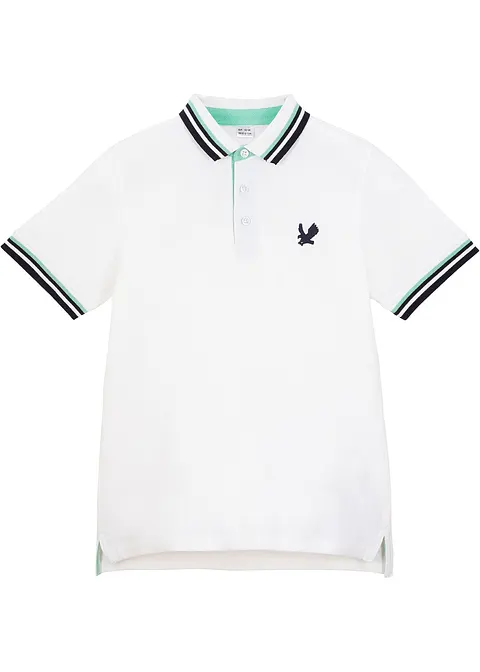 Pique-Poloshirt aus reiner Bio-Baumwolle in weiß von vorne - bonprix