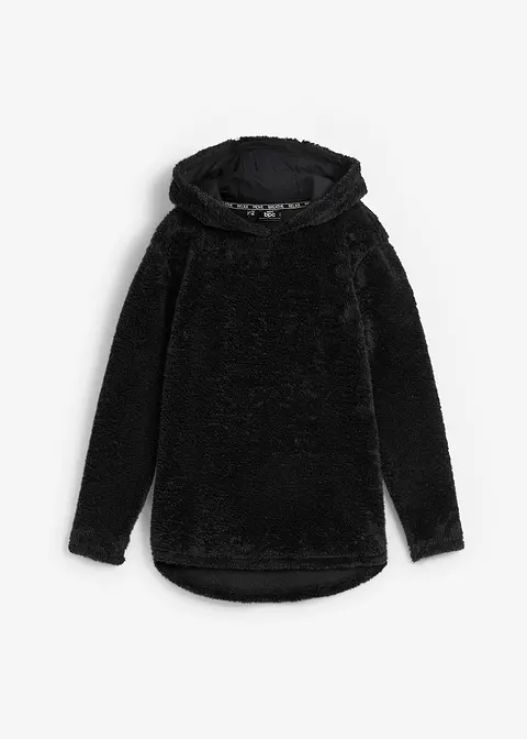 Kuschel-Fleece Longpullover, Oversized in schwarz von vorne - bonprix