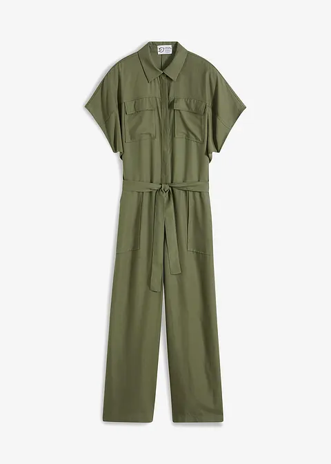 Jumpsuit aus fließendem Lyocell in grün von vorne - bonprix